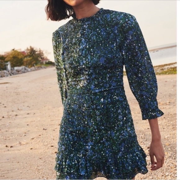 VERONICA BEARD Farha Smocked Dress Size M/8 - Picture 4 of 9